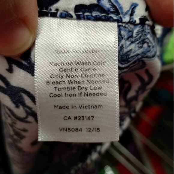 Talbots Size 4 Blue White Paisley Floral Straight Leg Pull-On Elastic Waist Pant - Picture 5 of 5